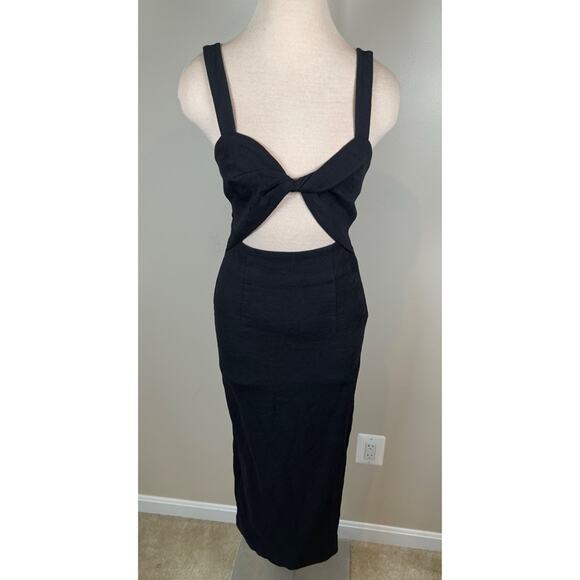 Shona Joy Simone Fitted Cutout Black Midi Dress Size 4 - Picture 2 of 8